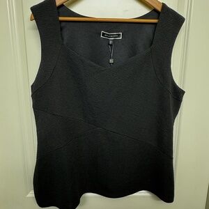 NEW Melanie Lyne Sleeveless Textured Top Black XL Elegant Workwear Occasion
